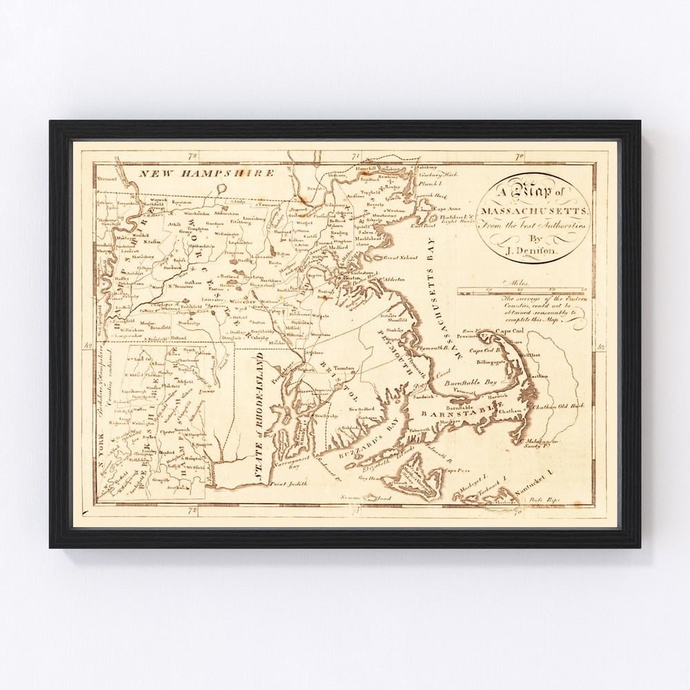Massachusetts Vintage Map 1796
