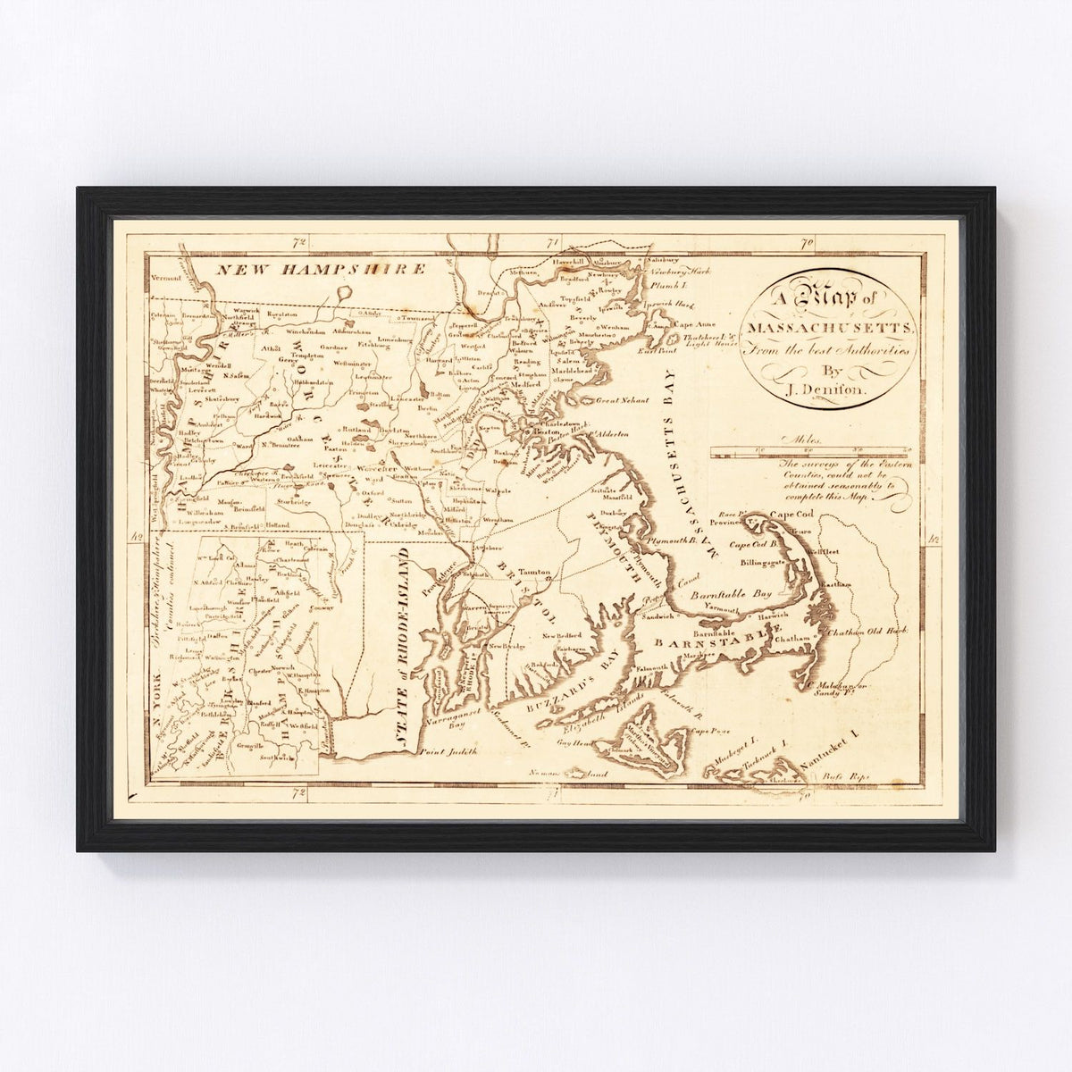 Massachusetts Vintage Map 1796