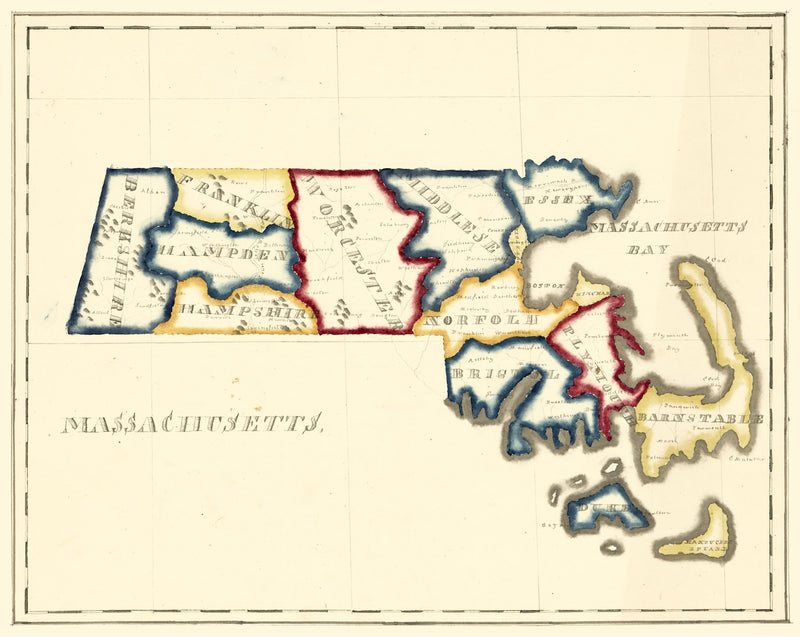 Size comparison using Vintage Map of Massachusetts 1820
