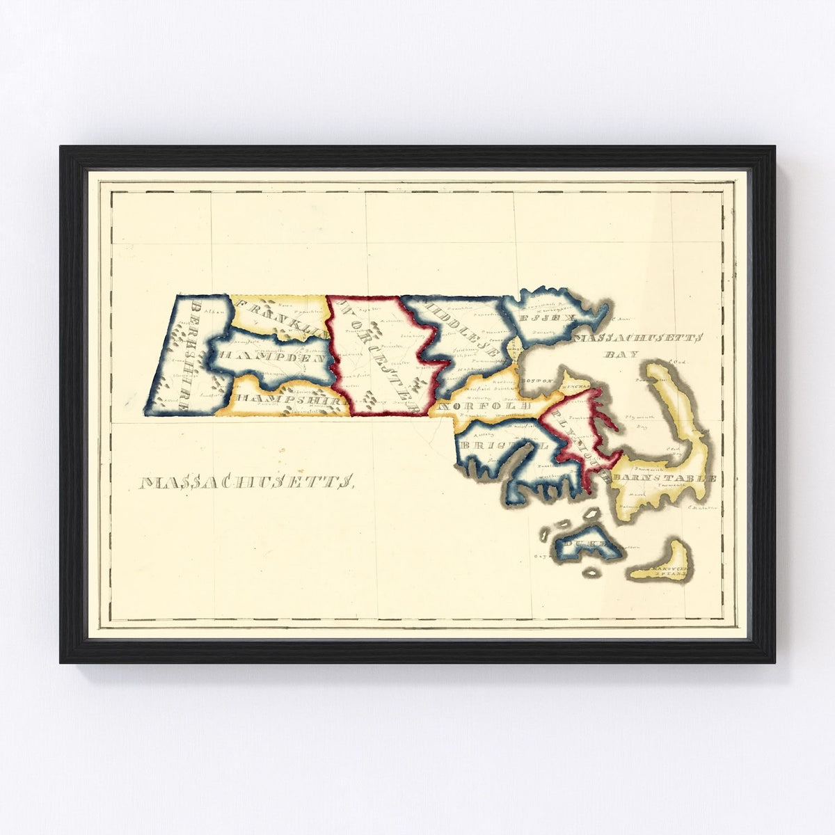 Massachusetts Vintage Map 1820