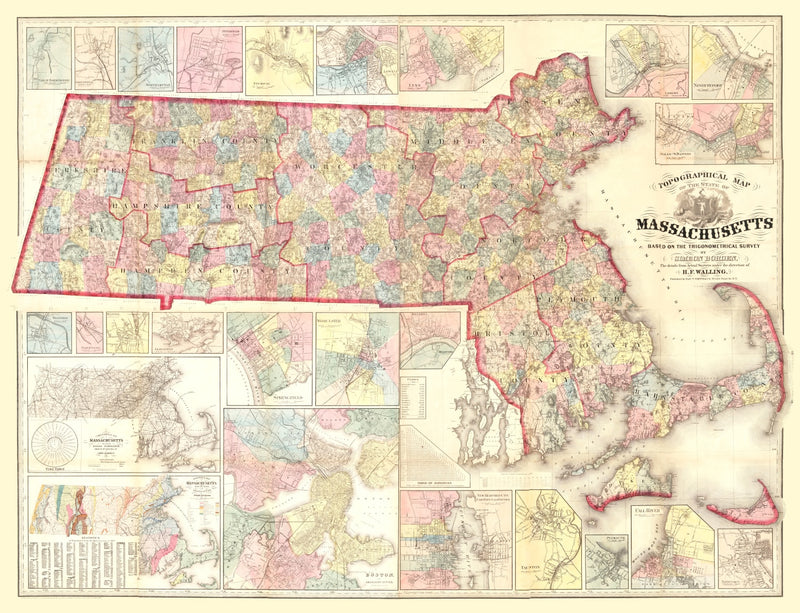 Size comparison using Vintage Map of Massachusetts 1861