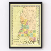 Mississippi Vintage Map 1835