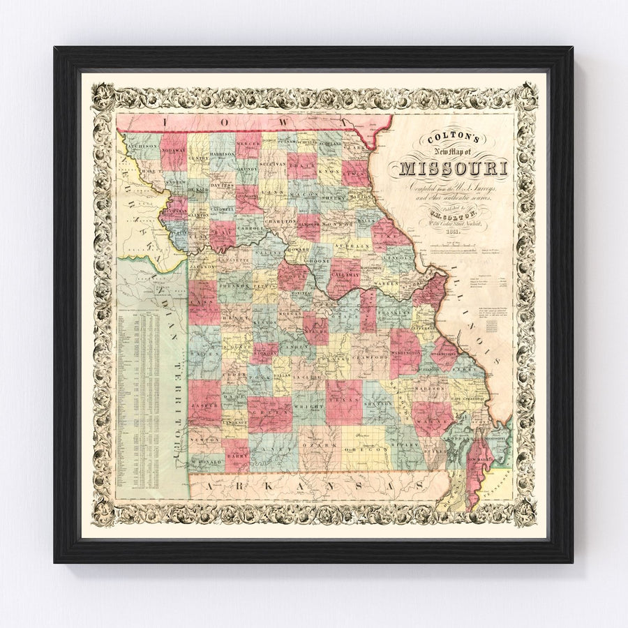 Missouri Vintage Map 1851