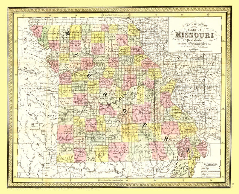 Size comparison using Vintage Map of Missouri 1852