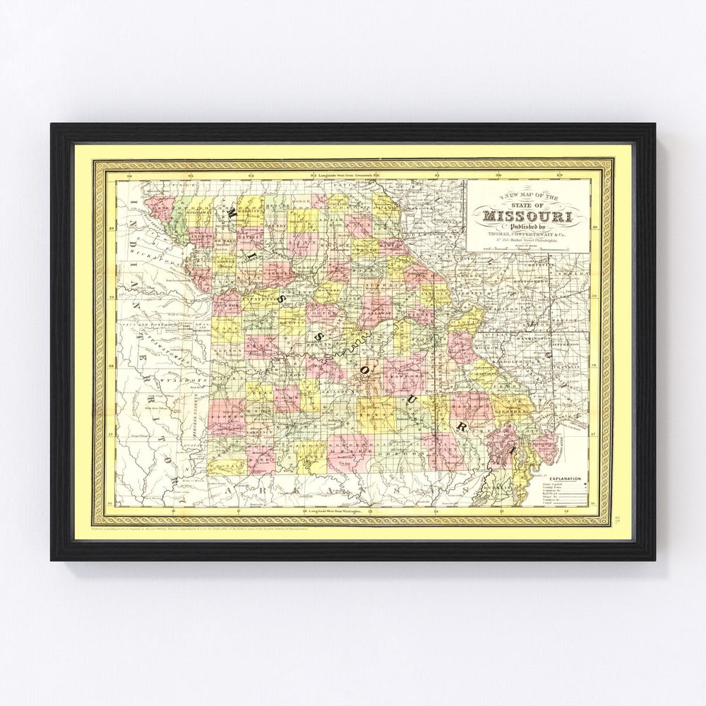 Missouri Vintage Map 1852