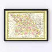 Missouri Vintage Map 1852
