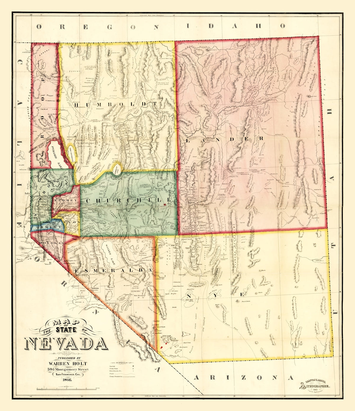 Preview of Vintage Map of Nevada 1866
