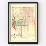 Nevada Vintage Map 1866