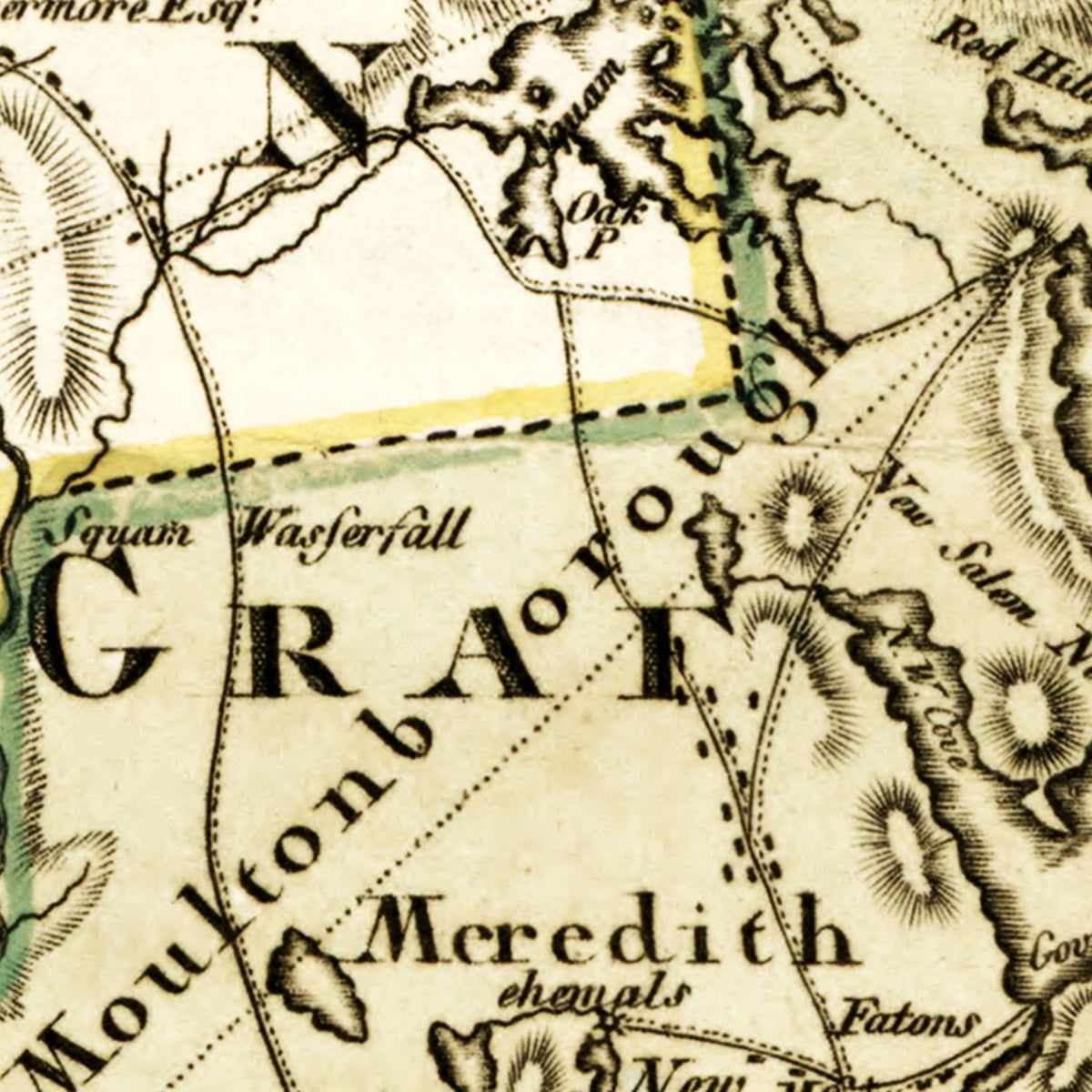 Restored historic details from the 1796 state map of New Hampshire, New Hampshire