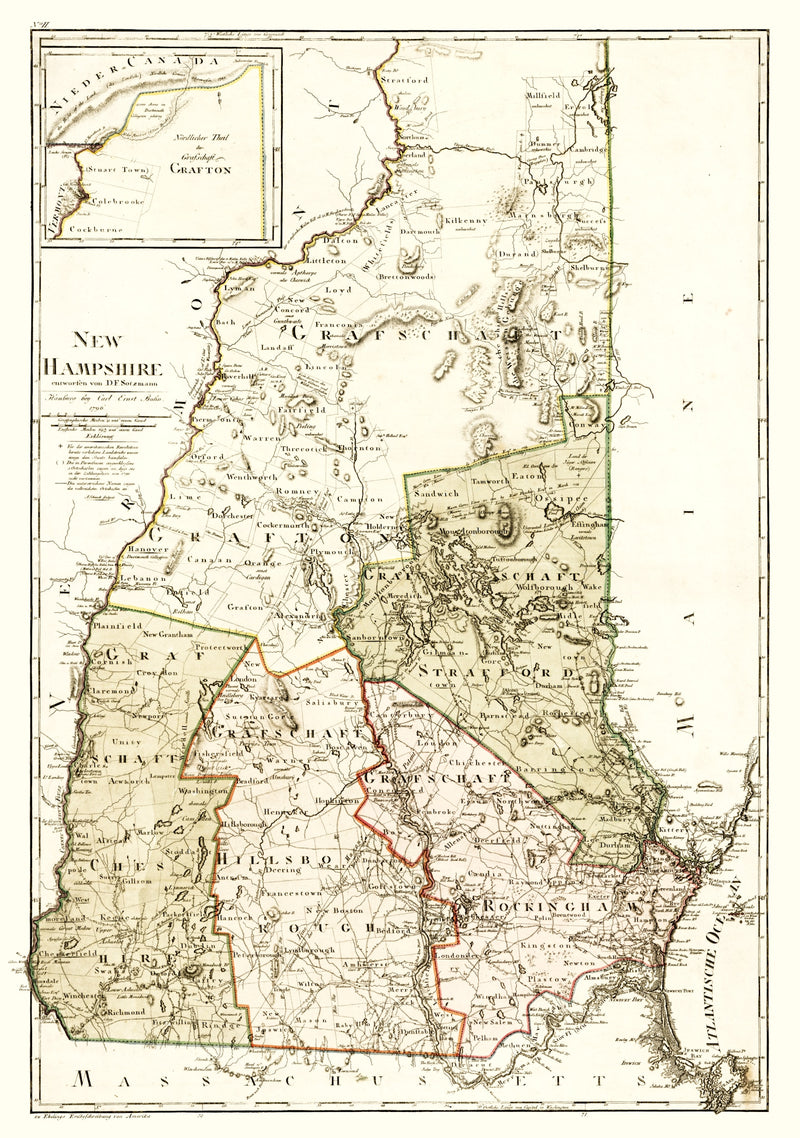 Size comparison using Vintage Map of New Hampshire 1796