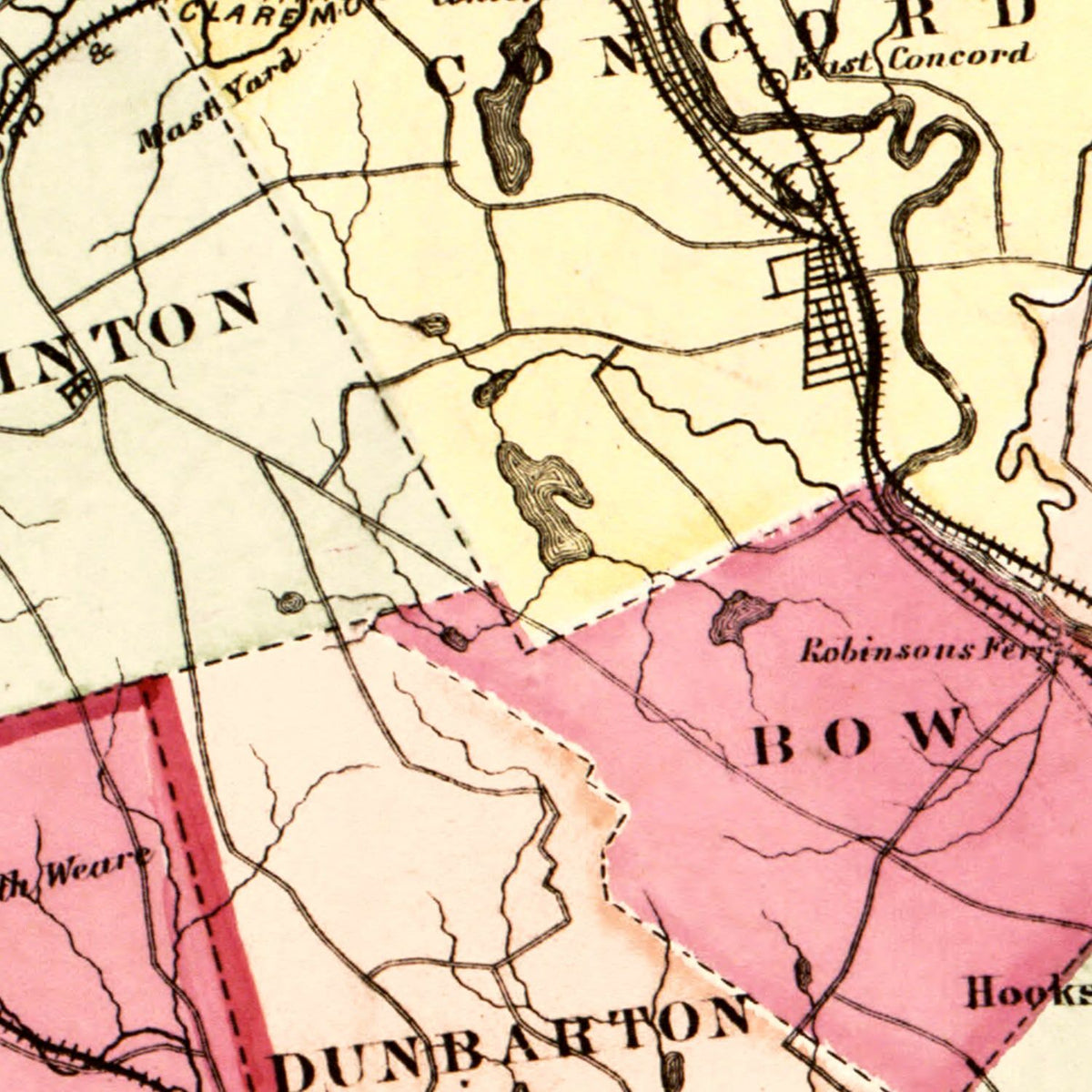 Restored historic details from the 1871 state map of New Hampshire, New Hampshire