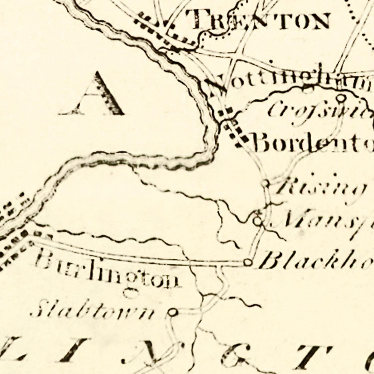 Restored historic details from the 1795 state map of New Jersey, New Jersey