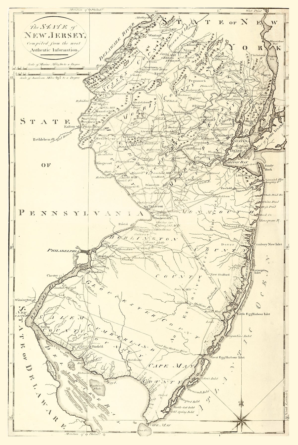 Preview of Vintage Map of New Jersey 1795