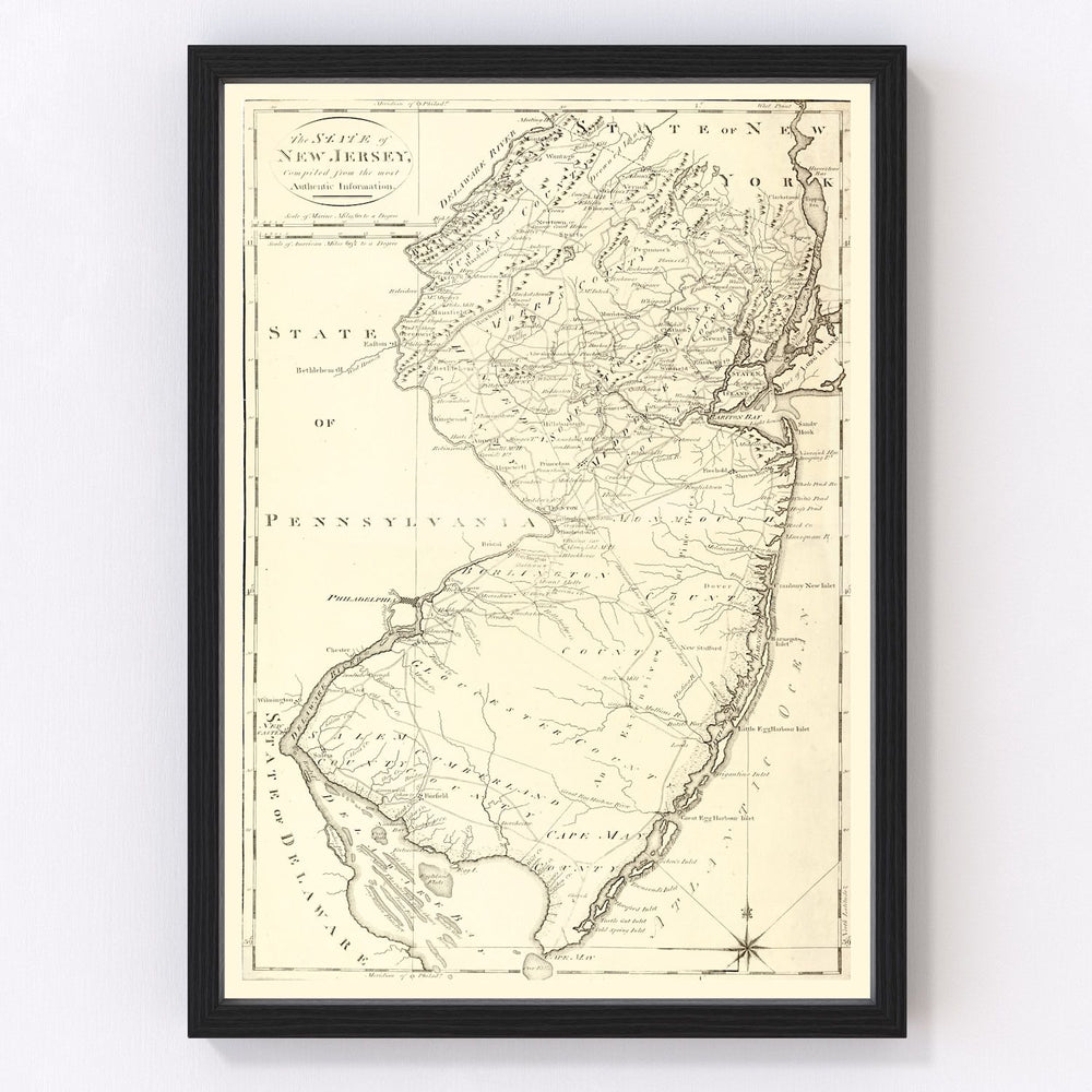 New Jersey Vintage Map 1795