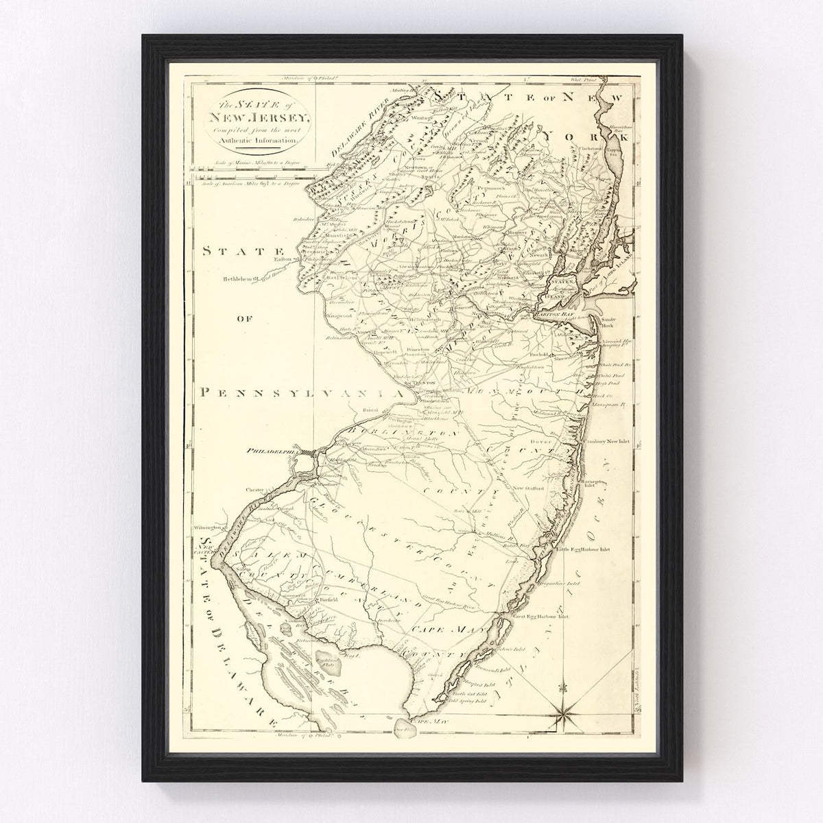 New Jersey Vintage Map 1795