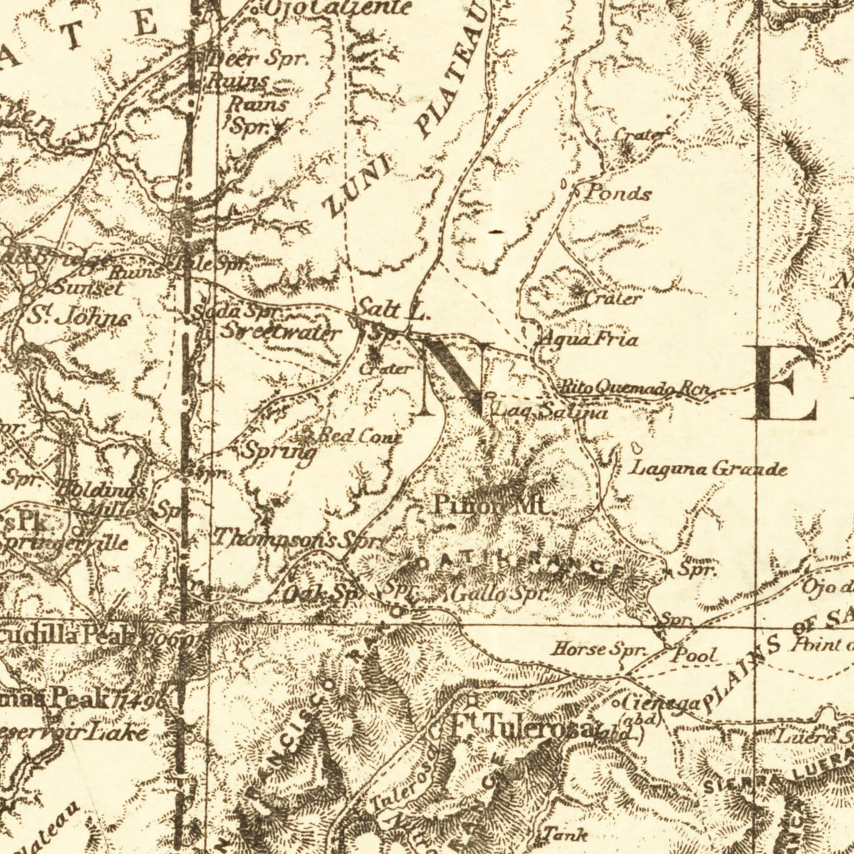 Restored historic details from the 1879 state map of New Mexico, New Mexico