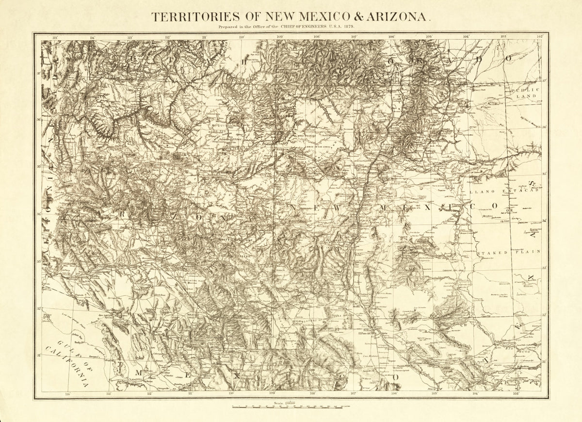 Preview of Vintage Map of New Mexico 1879
