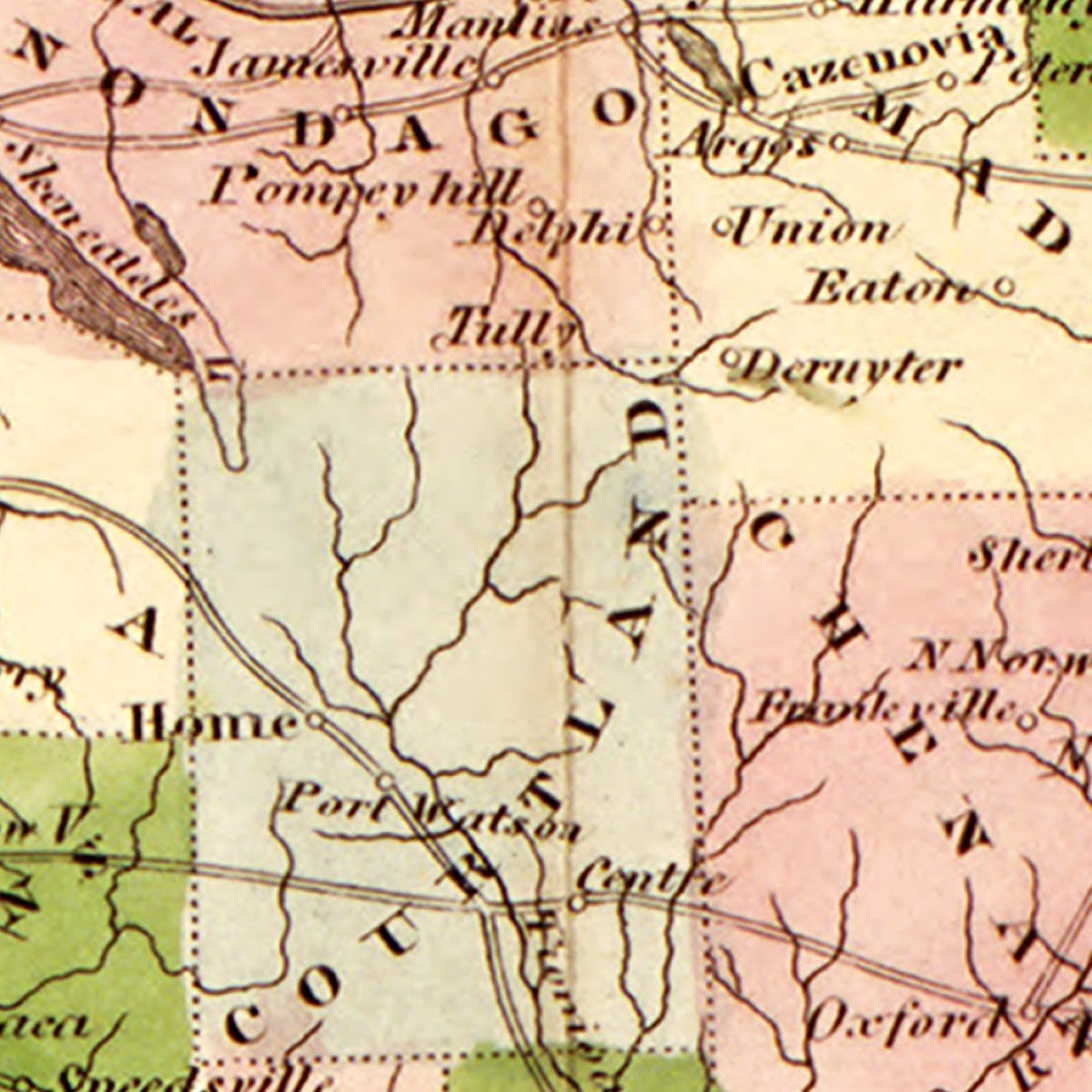 Restored historic details from the 1833 state map of New York, New York