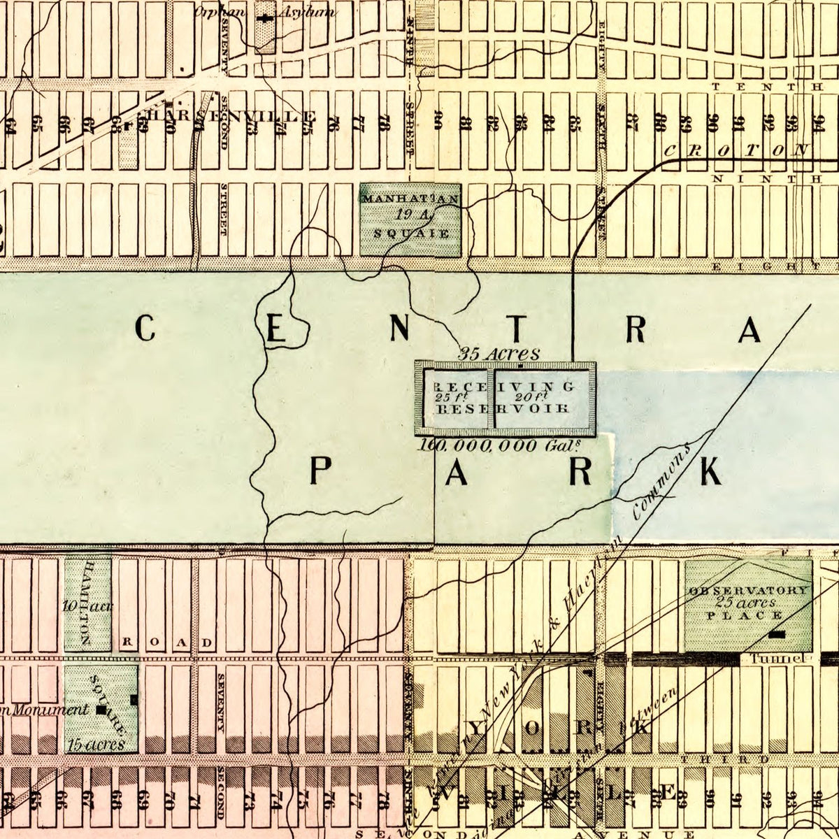 Restored historic details from the 1857 state map of New York, New York