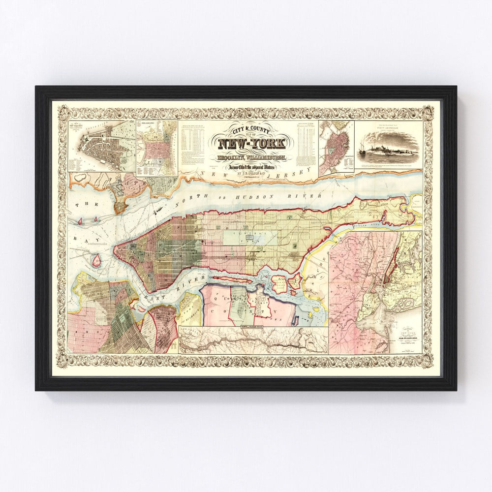 New York Vintage Map 1857