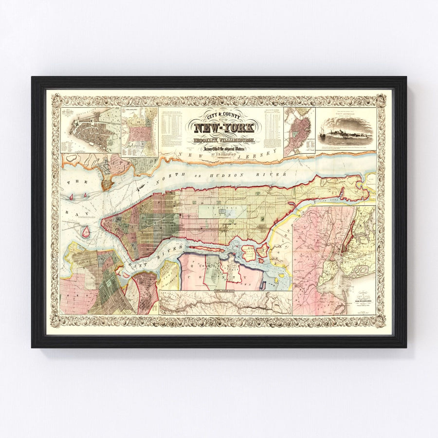 New York Vintage Map 1857