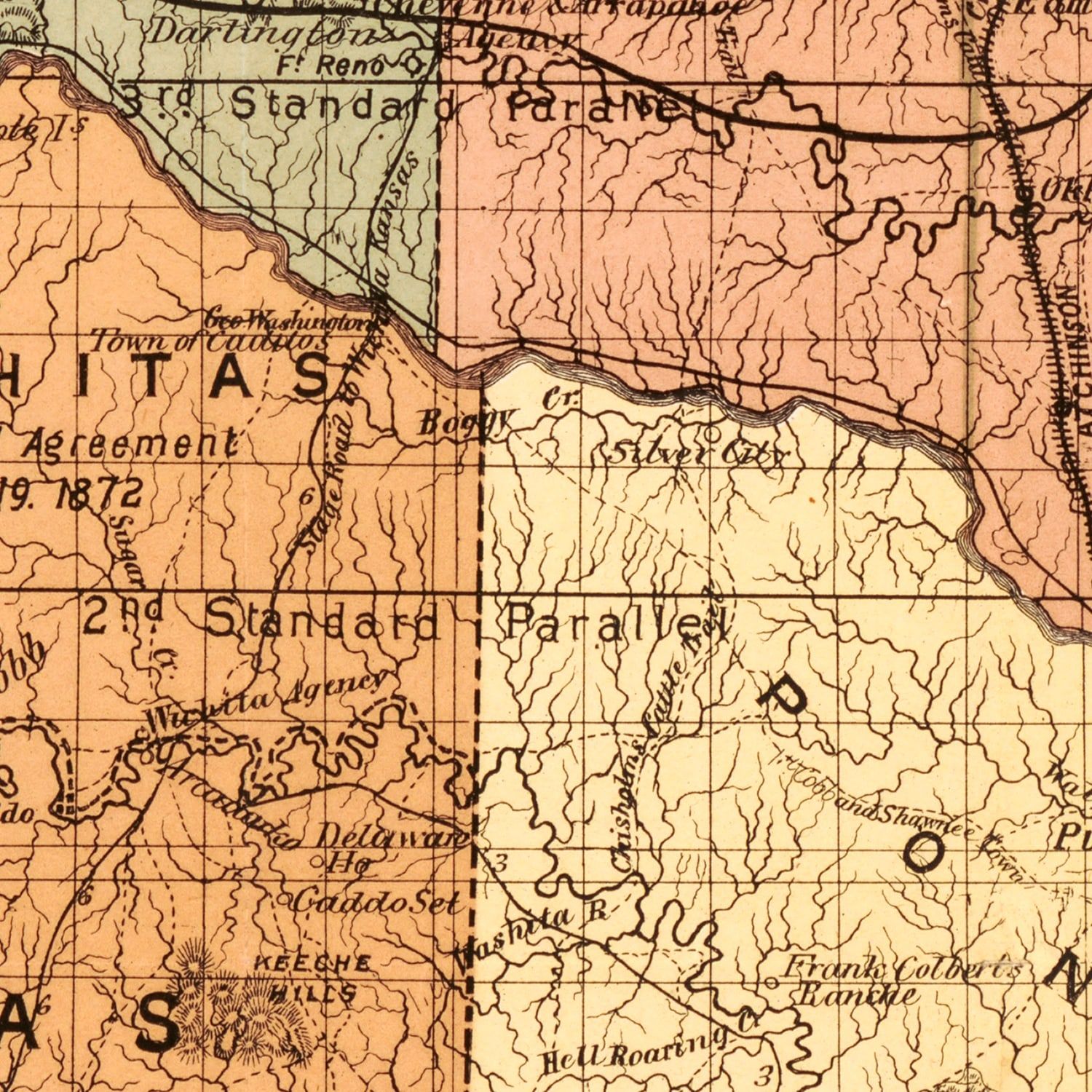 Restored historic details from the 1889 state map of Oklahoma, Oklahoma