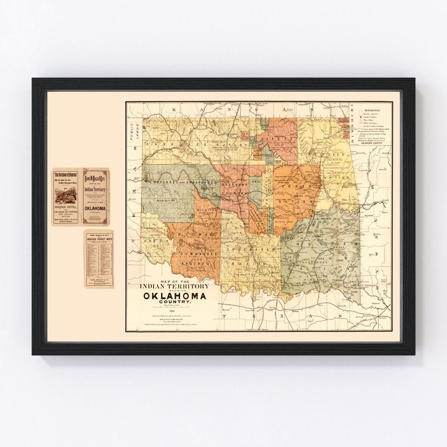 Vintage Map of Oklahoma 1889