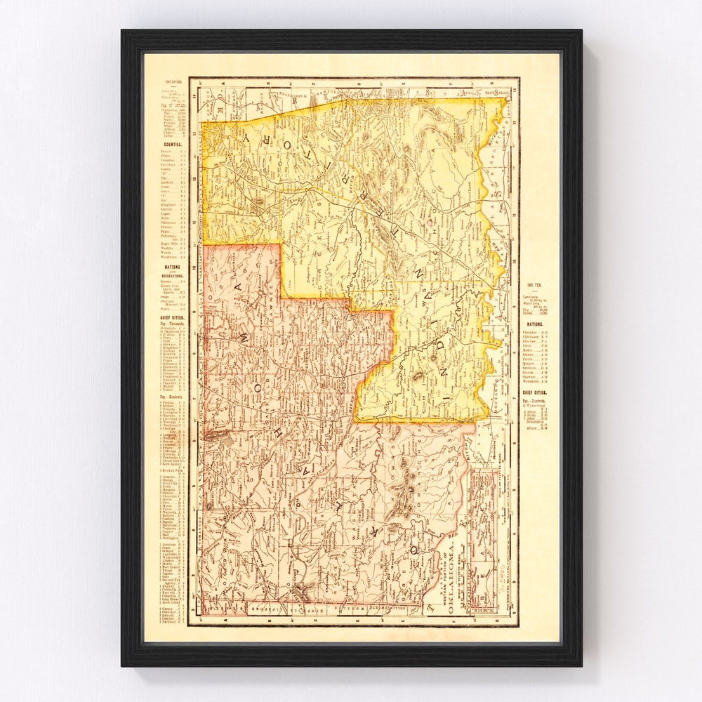 Oklahoma Vintage Map 1895
