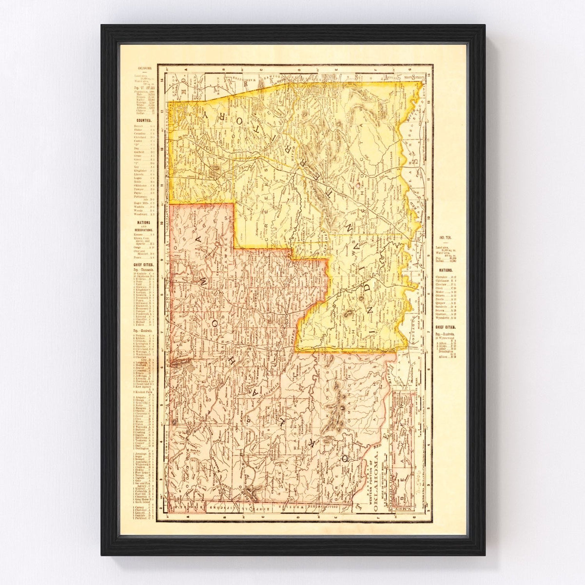 Oklahoma Vintage Map 1895