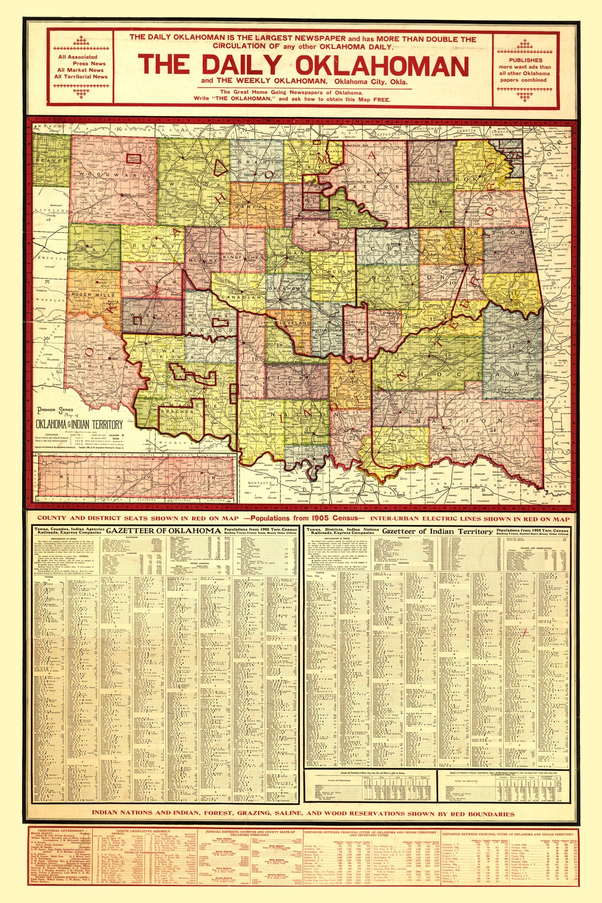 Preview of Vintage Map of Oklahoma 1905