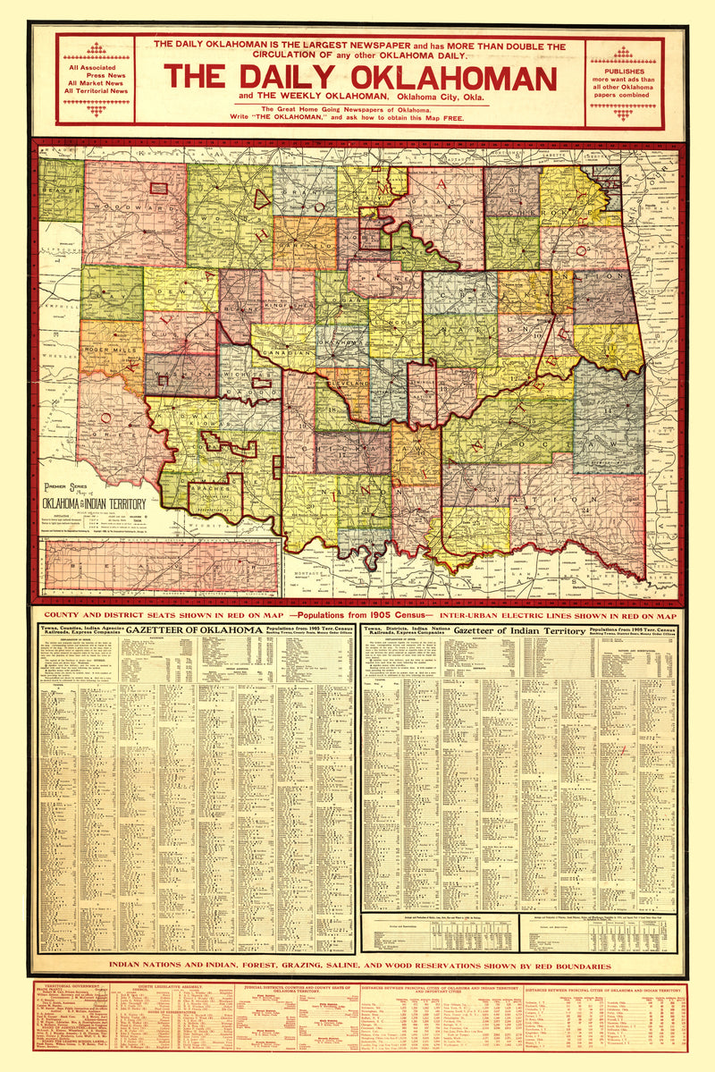 Size comparison using Vintage Map of Oklahoma 1905