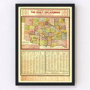 Oklahoma Vintage Map 1905