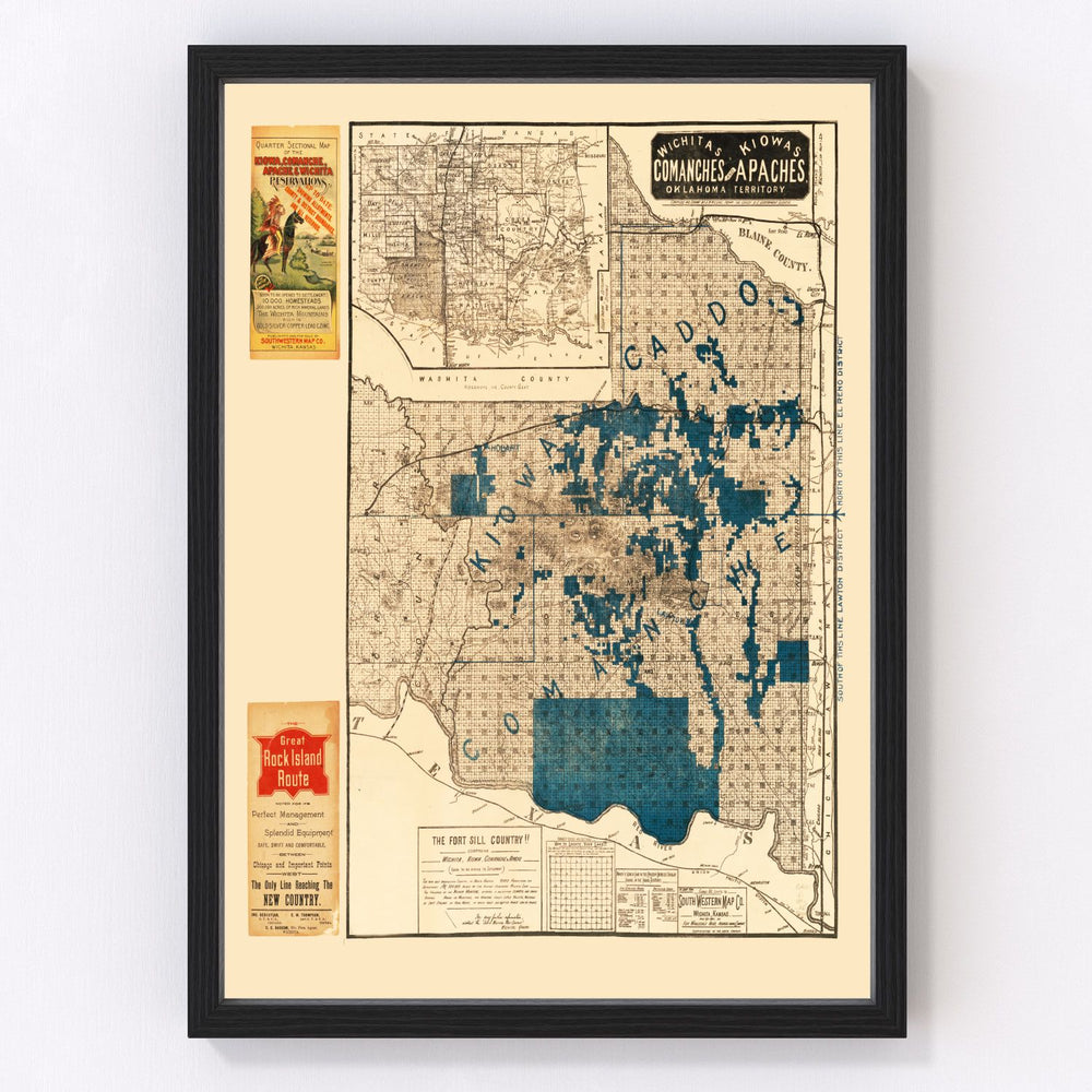 Oklahoma Vintage Map 1890
