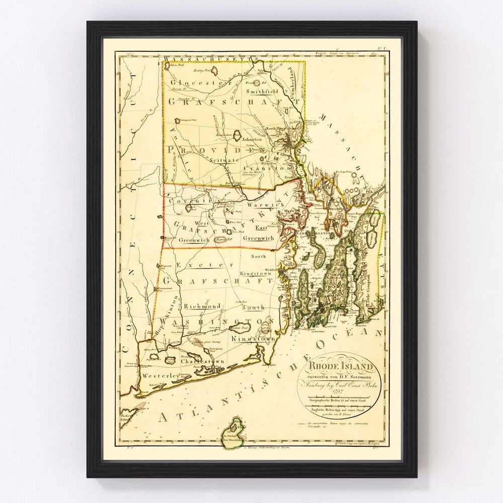 Rhode Island Vintage Map 1797