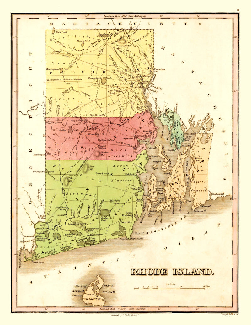 Size comparison using Vintage Map of Rhode Island 1829