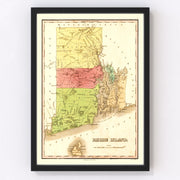 Rhode Island Vintage Map 1829
