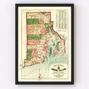Rhode Island Vintage Map 1880