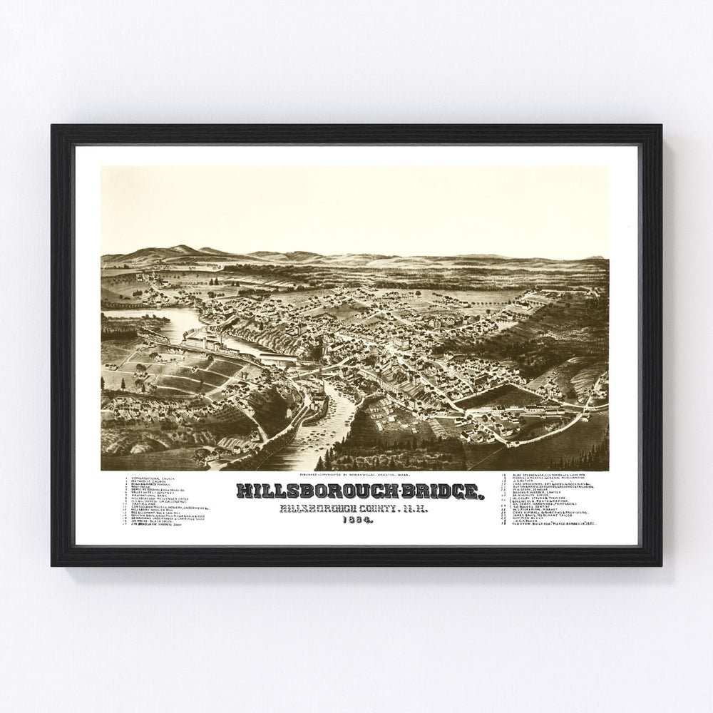Hillsborough-Bridge Vintage Map 1884