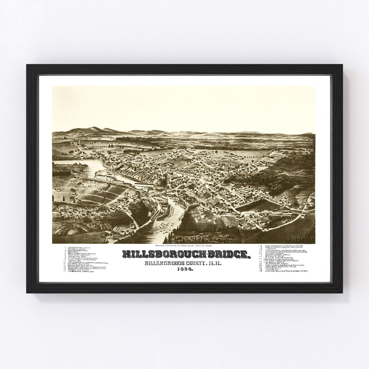 Hillsborough-Bridge Vintage Map 1884