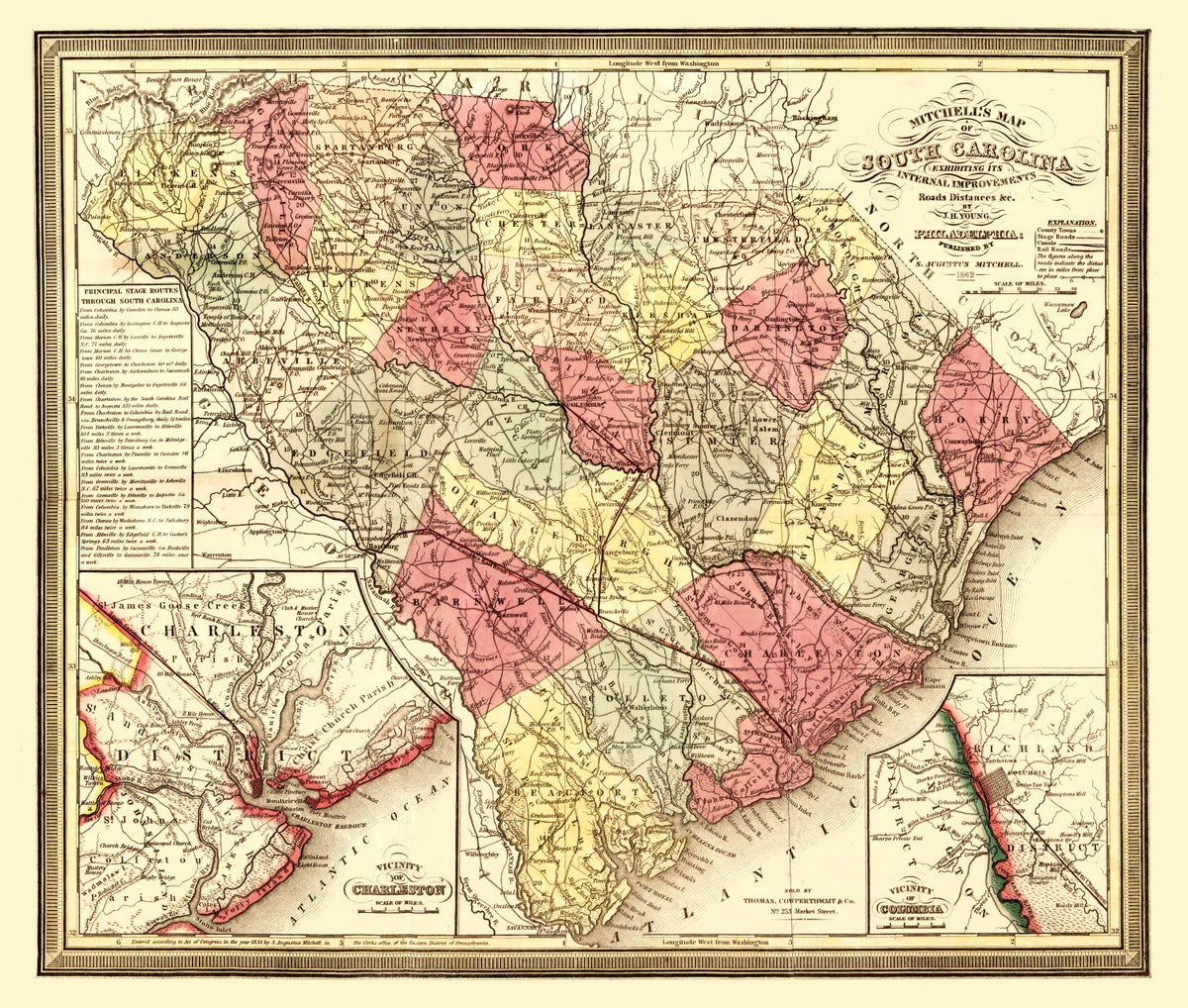 Preview of Vintage Map of South Carolina 1849