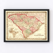 South Carolina Vintage Map 1876