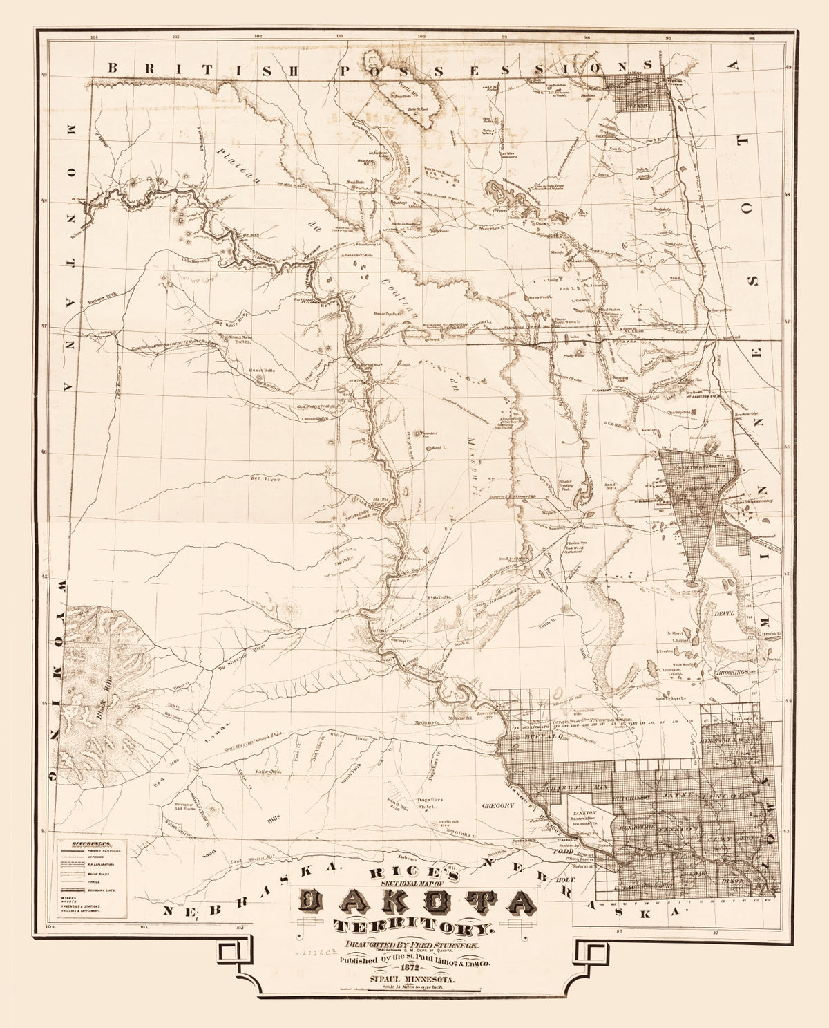 Preview of Vintage Map of South Dakota 1872