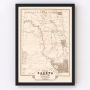 South Dakota Vintage Map 1872