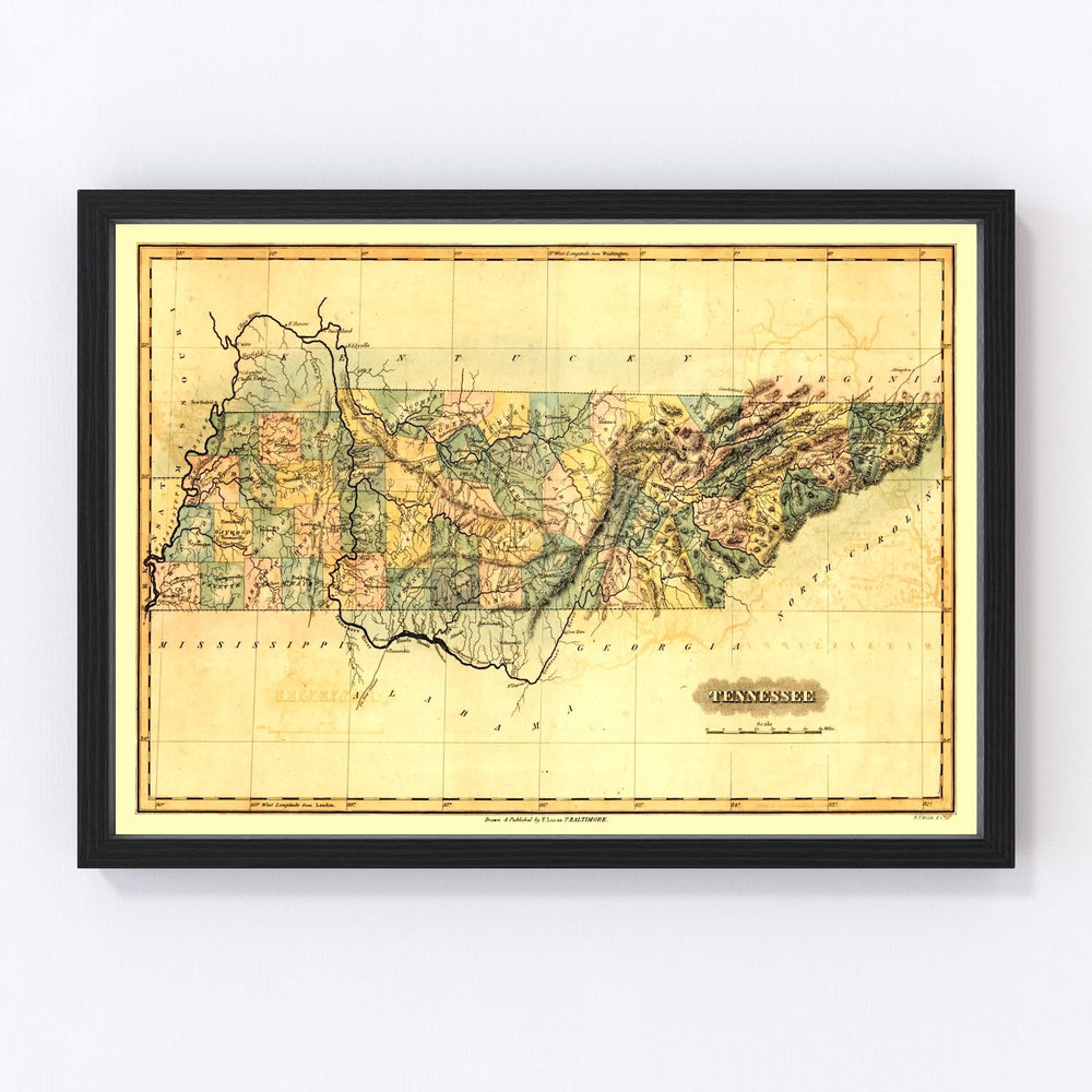 Tennessee Vintage Map 1826