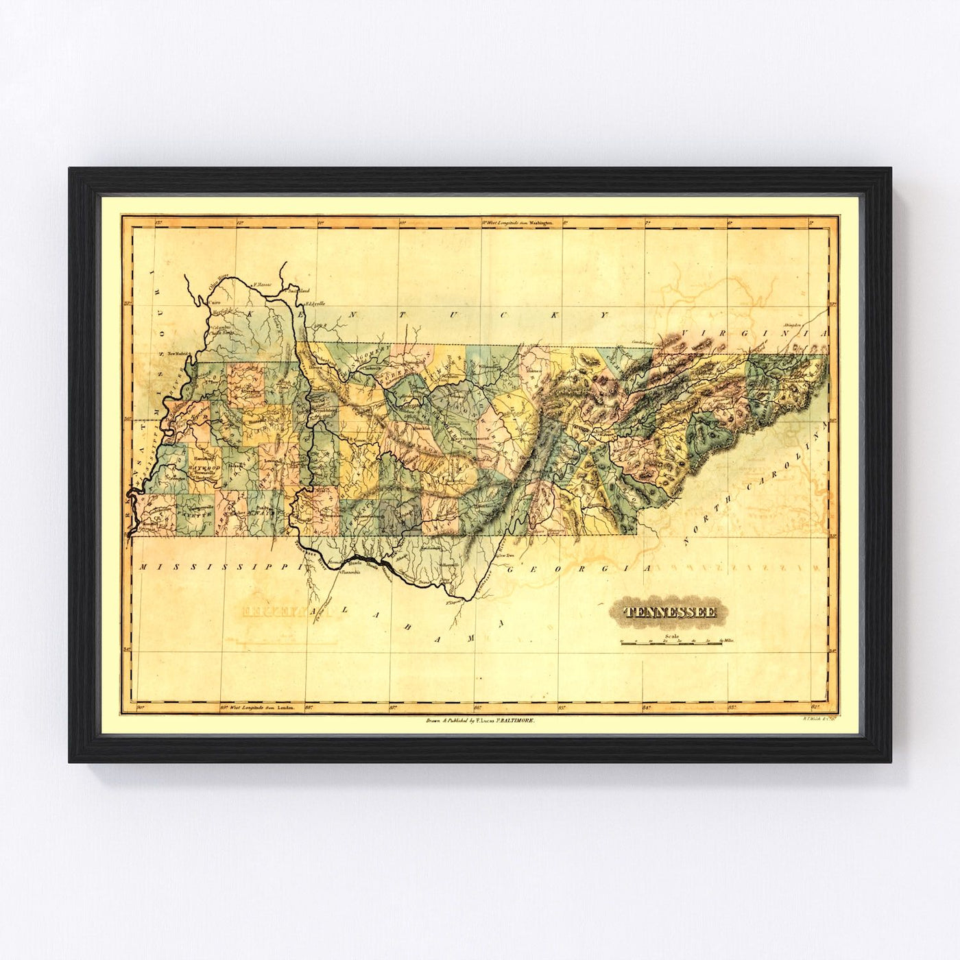 Tennessee Vintage Map 1826