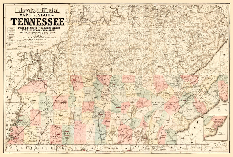Size comparison using Vintage Map of Tennessee 1862