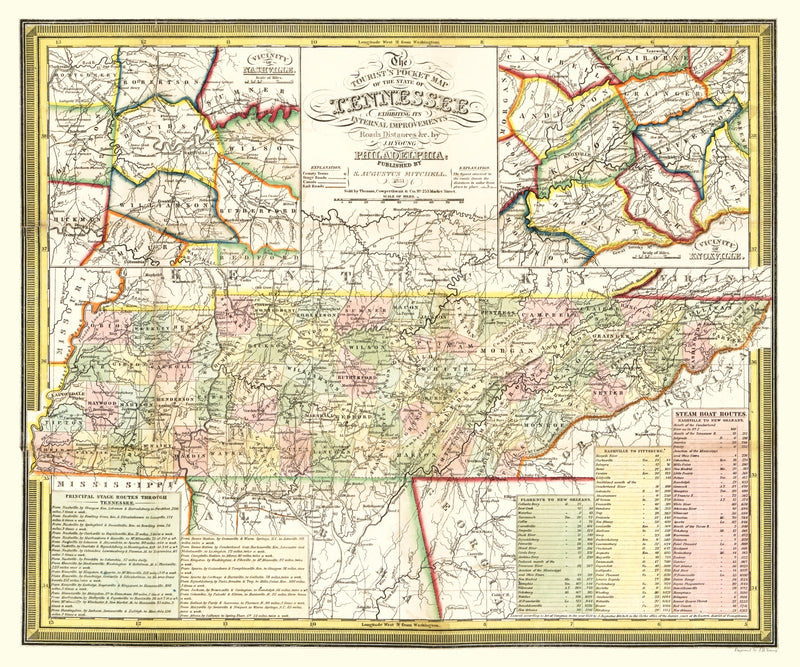 Size comparison using Vintage Map of Tennessee 1851