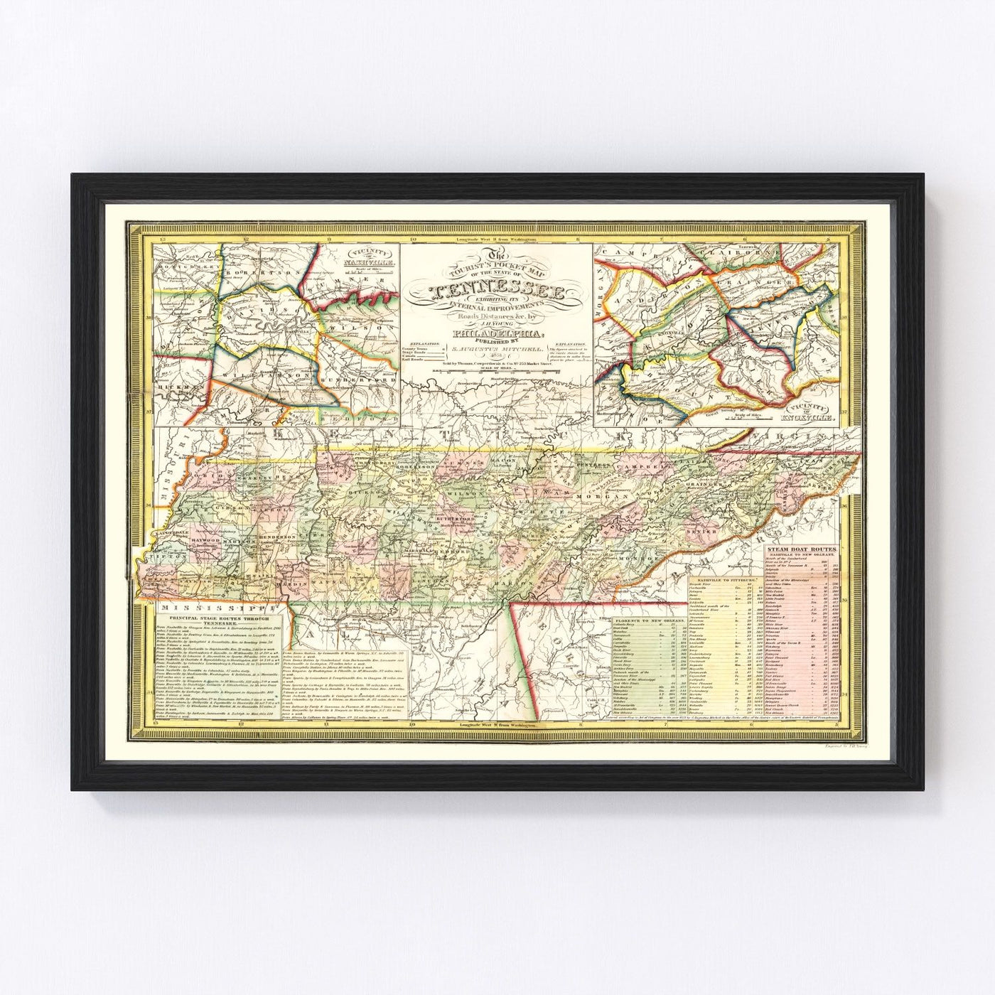 Tennessee Vintage Map 1851