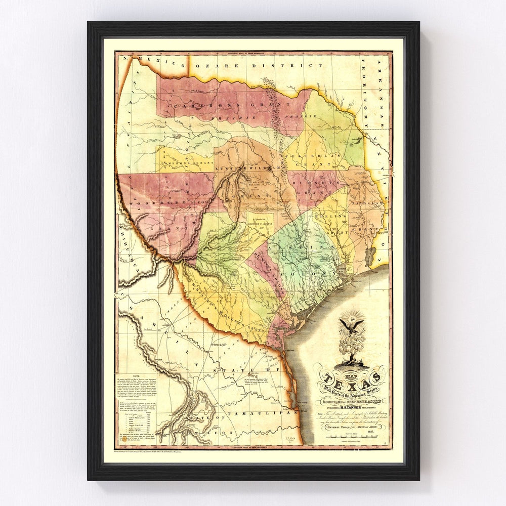 Texas Vintage Map 1837