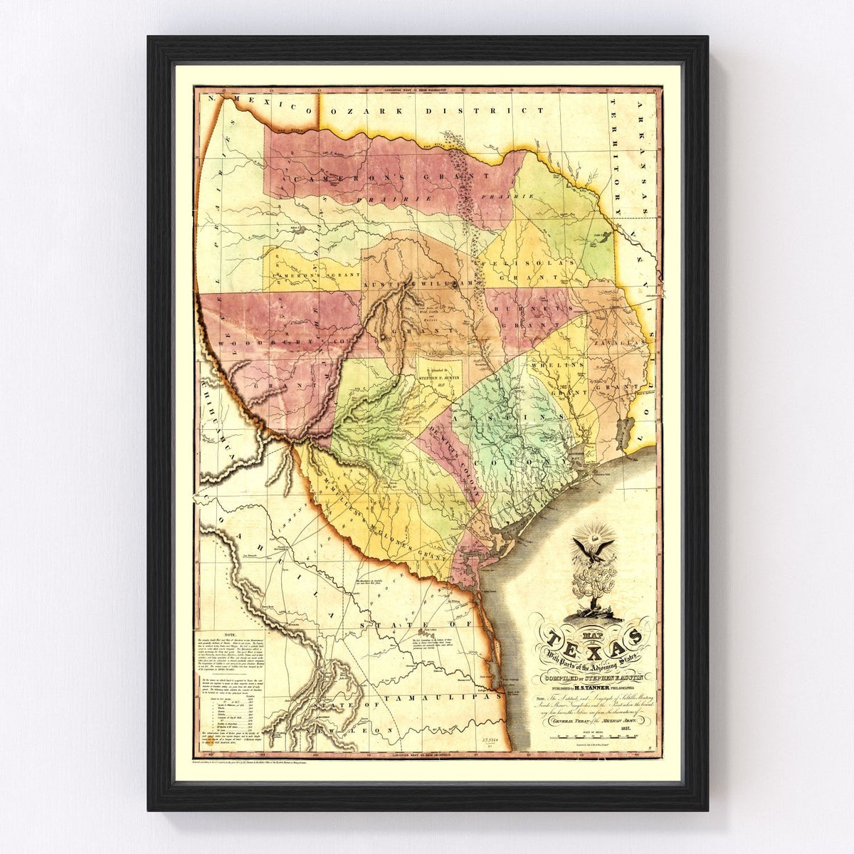 Texas Vintage Map 1837